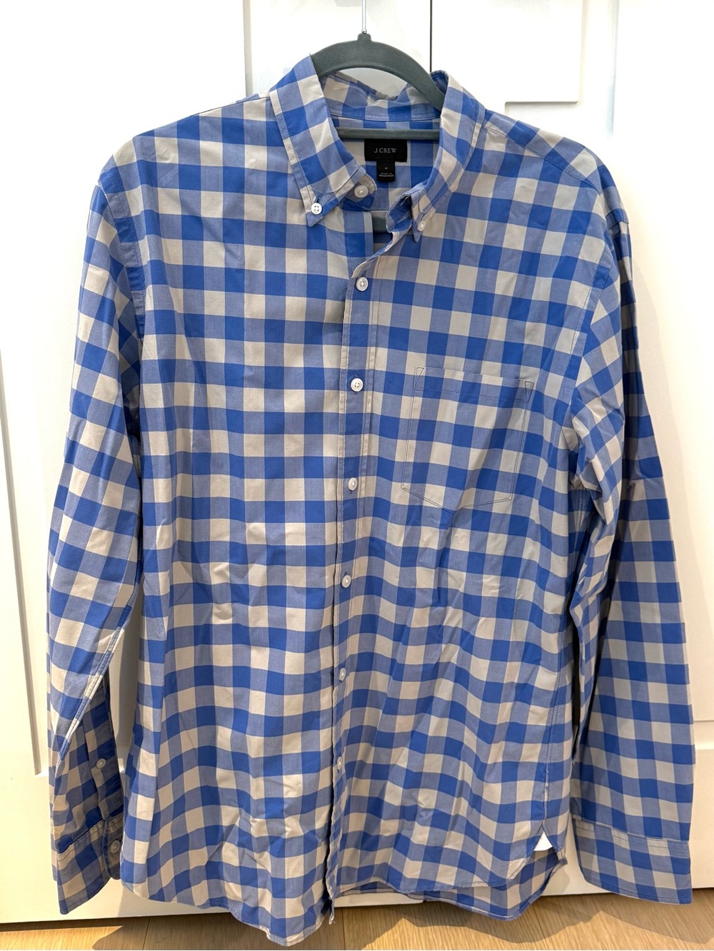 J. Crew Blue and White Gingham Button-Down Shirt